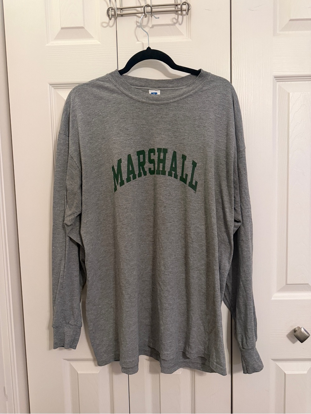 Marshall University Grey Long-Sleeve Crewneck Shirt Russell Athletic Collegiate